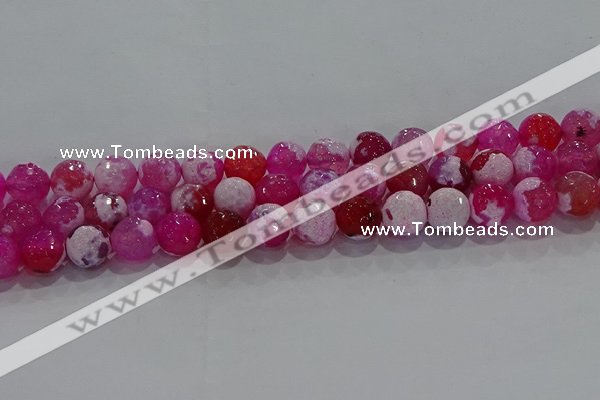 CAG8973 15.5 inches 10mm faceted round fire crackle agate beads