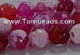 CAG8974 15.5 inches 12mm faceted round fire crackle agate beads