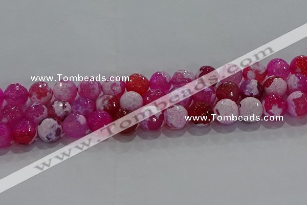 CAG8974 15.5 inches 12mm faceted round fire crackle agate beads