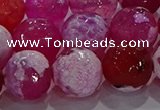 CAG8976 15.5 inches 16mm faceted round fire crackle agate beads