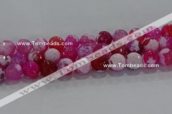 CAG8976 15.5 inches 16mm faceted round fire crackle agate beads