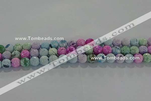 CAG8978 15.5 inches 4mm faceted round fire crackle agate beads