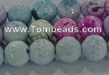 CAG8980 15.5 inches 8mm faceted round fire crackle agate beads