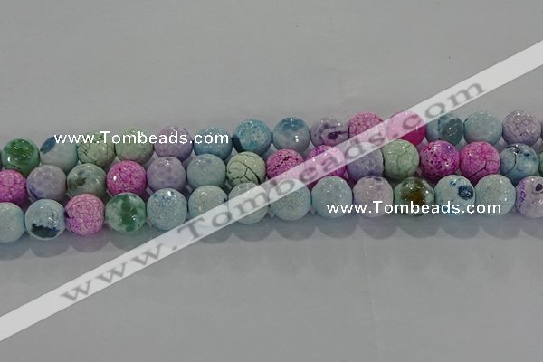 CAG8980 15.5 inches 8mm faceted round fire crackle agate beads