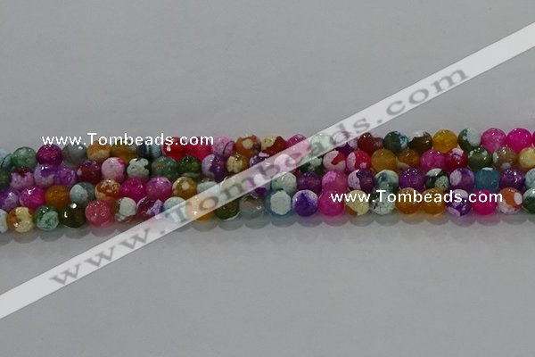 CAG8986 15.5 inches 4mm faceted round fire crackle agate beads