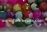 CAG8988 15.5 inches 8mm faceted round fire crackle agate beads