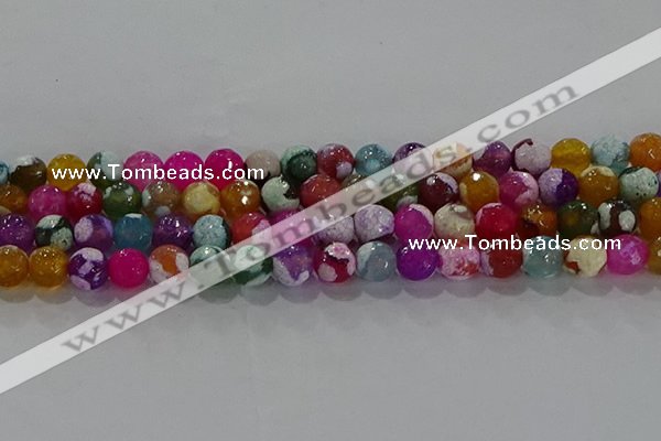 CAG8988 15.5 inches 8mm faceted round fire crackle agate beads