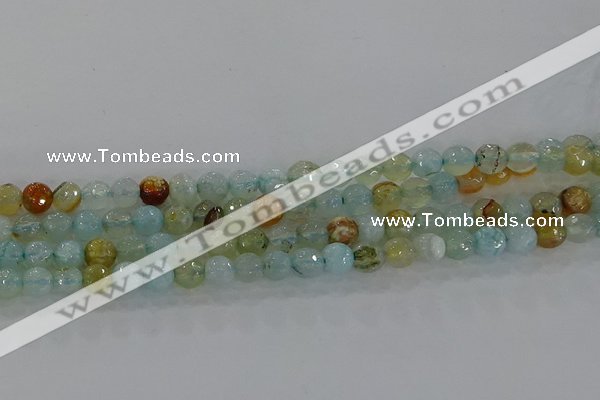 CAG8994 15.5 inches 6mm faceted round fire crackle agate beads