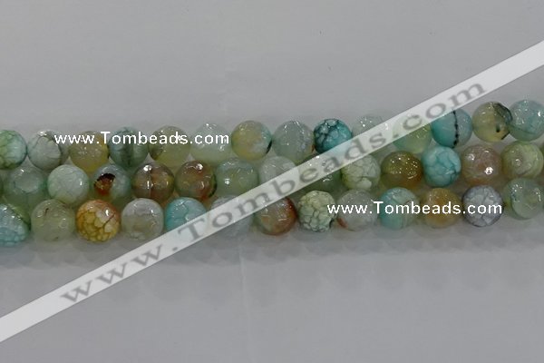 CAG8995 15.5 inches 8mm faceted round fire crackle agate beads