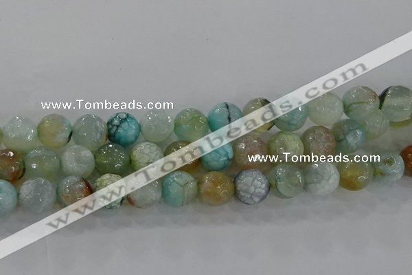 CAG8996 15.5 inches 10mm faceted round fire crackle agate beads