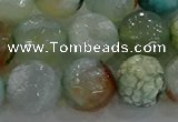 CAG8998 15.5 inches 14mm faceted round fire crackle agate beads