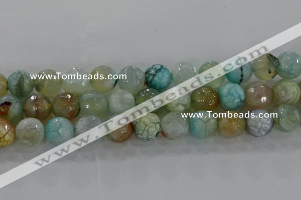 CAG8998 15.5 inches 14mm faceted round fire crackle agate beads