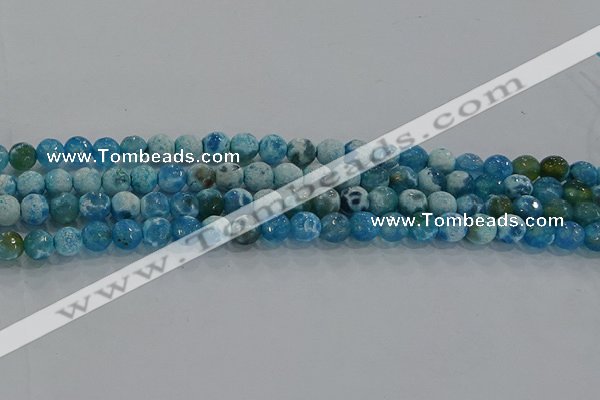 CAG9000 15.5 inches 6mm faceted round fire crackle agate beads