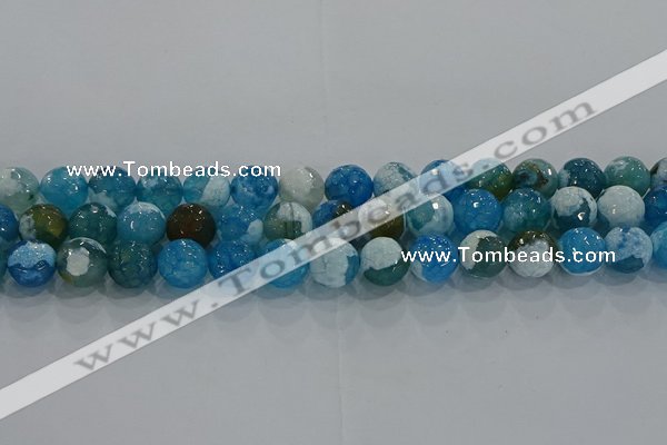 CAG9001 15.5 inches 8mm faceted round fire crackle agate beads