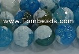 CAG9002 15.5 inches 10mm faceted round fire crackle agate beads