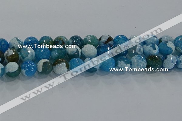 CAG9003 15.5 inches 12mm faceted round fire crackle agate beads