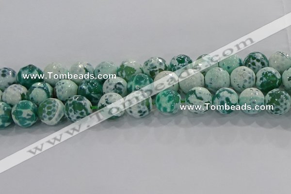 CAG9011 15.5 inches 14mm faceted round fire crackle agate beads