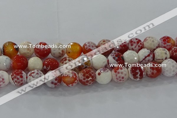 CAG9018 15.5 inches 14mm faceted round fire crackle agate beads