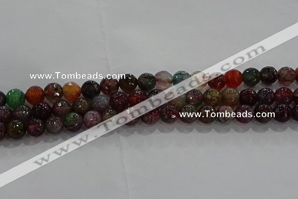 CAG9021 15.5 inches 6mm faceted round fire crackle agate beads