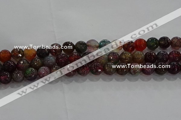 CAG9022 15.5 inches 8mm faceted round fire crackle agate beads