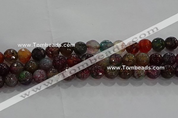 CAG9023 15.5 inches 10mm faceted round fire crackle agate beads