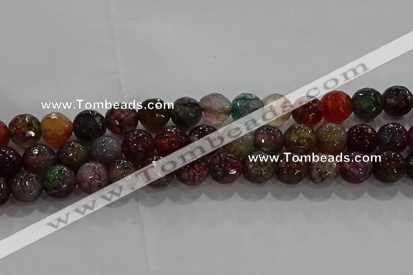 CAG9023 15.5 inches 10mm faceted round fire crackle agate beads