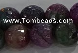 CAG9025 15.5 inches 14mm faceted round fire crackle agate beads