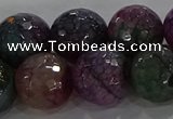 CAG9026 15.5 inches 16mm faceted round fire crackle agate beads