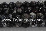 CAG9028 15.5 inches 4mm faceted round fire crackle agate beads