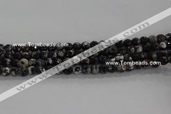 CAG9028 15.5 inches 4mm faceted round fire crackle agate beads