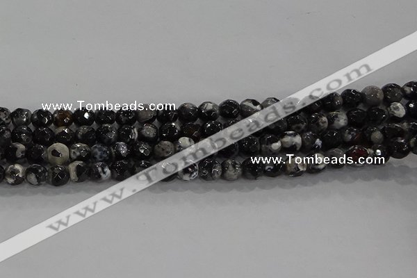 CAG9029 15.5 inches 6mm faceted round fire crackle agate beads