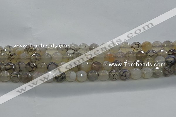 CAG9036 15.5 inches 8mm faceted round dragon veins agate beads