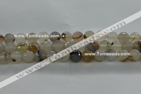 CAG9037 15.5 inches 10mm faceted round dragon veins agate beads