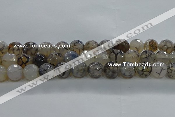 CAG9038 15.5 inches 12mm faceted round dragon veins agate beads