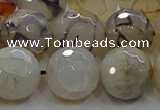 CAG9039 15.5 inches 14mm faceted round dragon veins agate beads