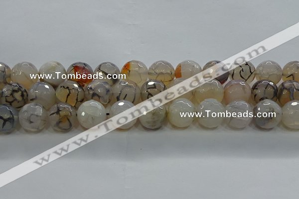 CAG9039 15.5 inches 14mm faceted round dragon veins agate beads