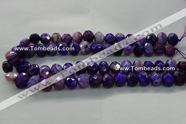 CAG9043 15.5 inches 12*16mm faceted oval line agate beads