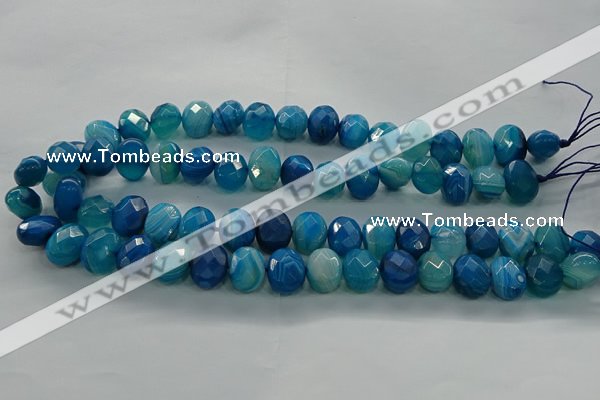 CAG9045 15.5 inches 12*16mm faceted oval line agate beads