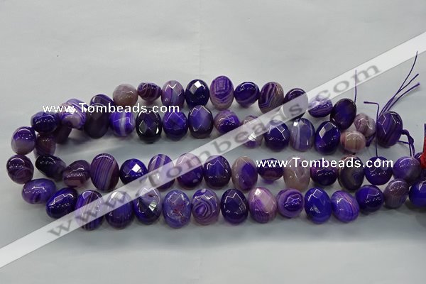 CAG9049 15.5 inches 13*18mm faceted oval line agate beads