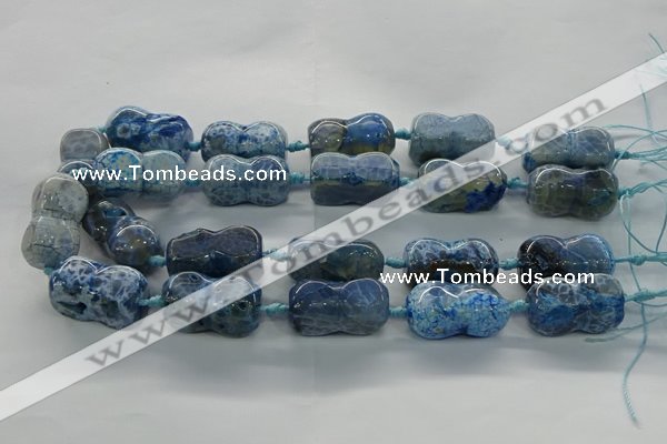 CAG9068 15.5 inches 16*30mm peanut-shaped fire crackle agate beads