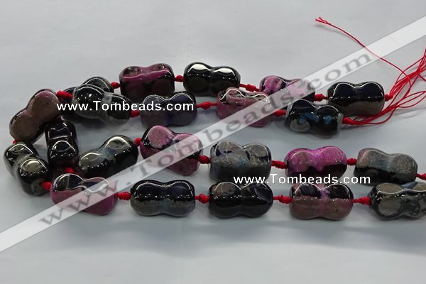 CAG9071 15.5 inches 16*30mm peanut-shaped fire crackle agate beads