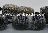 CAG9072 15.5 inches 16*40mm peanut-shaped fire crackle agate beads