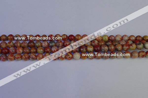 CAG9100 15.5 inches 4mm round red crazy lace agate beads