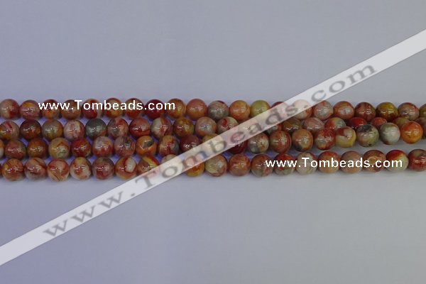 CAG9101 15.5 inches 6mm round red crazy lace agate beads