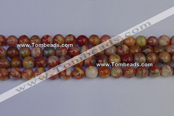 CAG9104 15.5 inches 12mm round red crazy lace agate beads