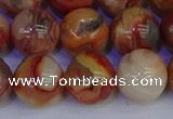 CAG9105 15.5 inches 14mm round red crazy lace agate beads