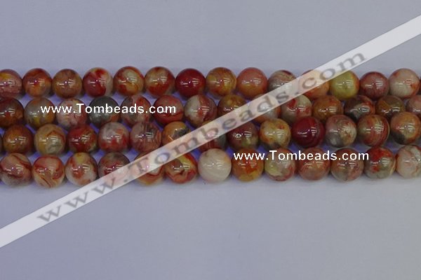 CAG9105 15.5 inches 14mm round red crazy lace agate beads