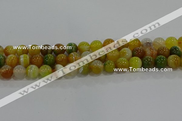 CAG9167 15.5 inches 14mm round line agate beads wholesale