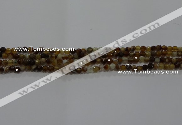 CAG9211 15.5 inches 4mm faceted round line agate gemstone beads