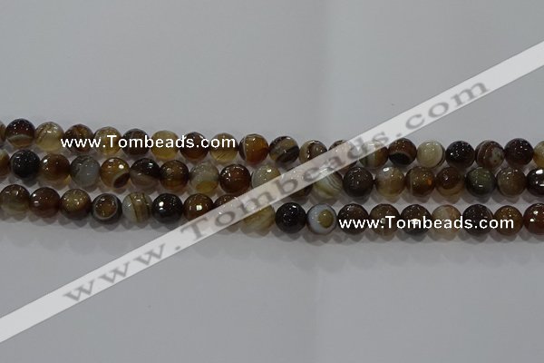 CAG9213 15.5 inches 8mm faceted round line agate gemstone beads